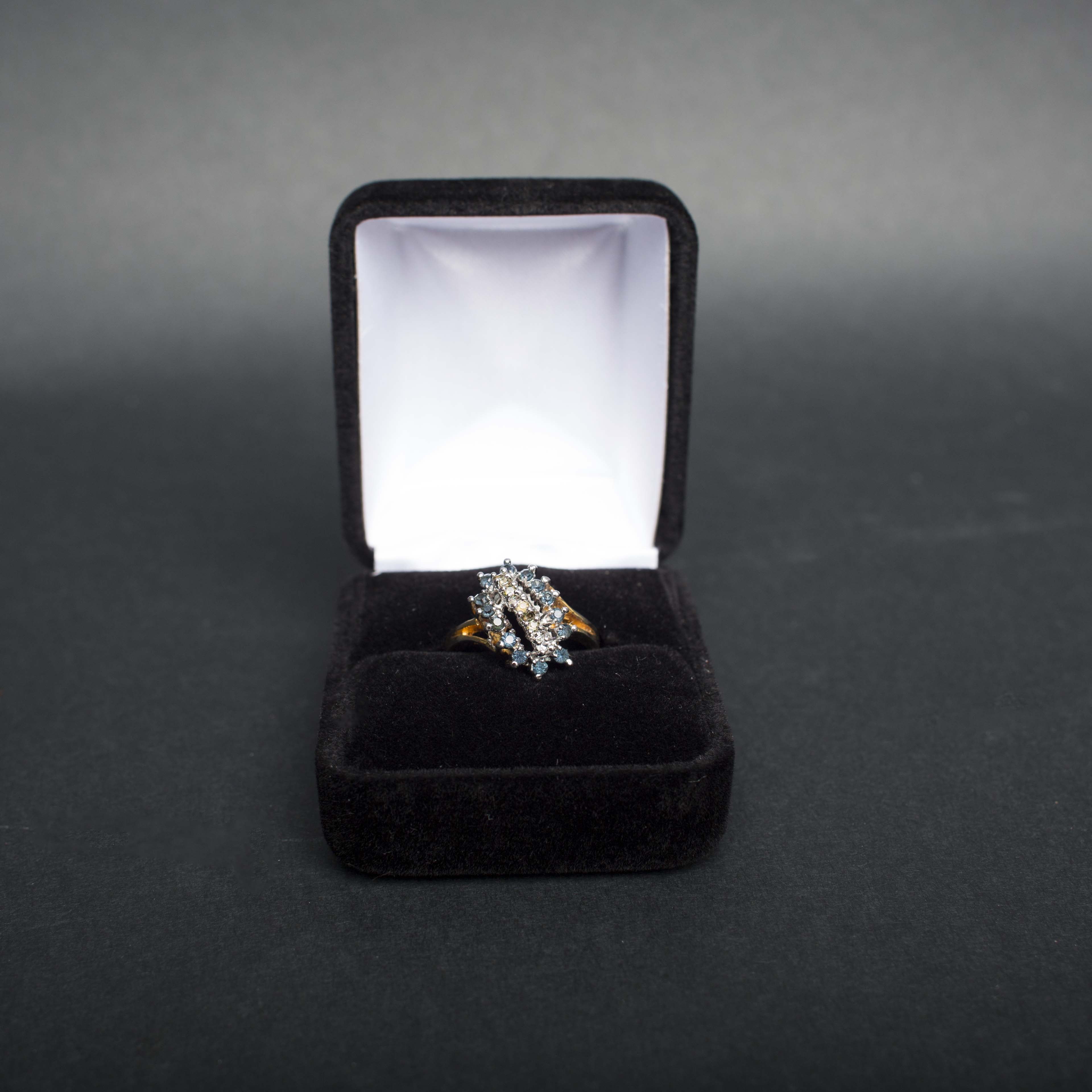 18k Gold Plated Ring with Aquamarine and Stone