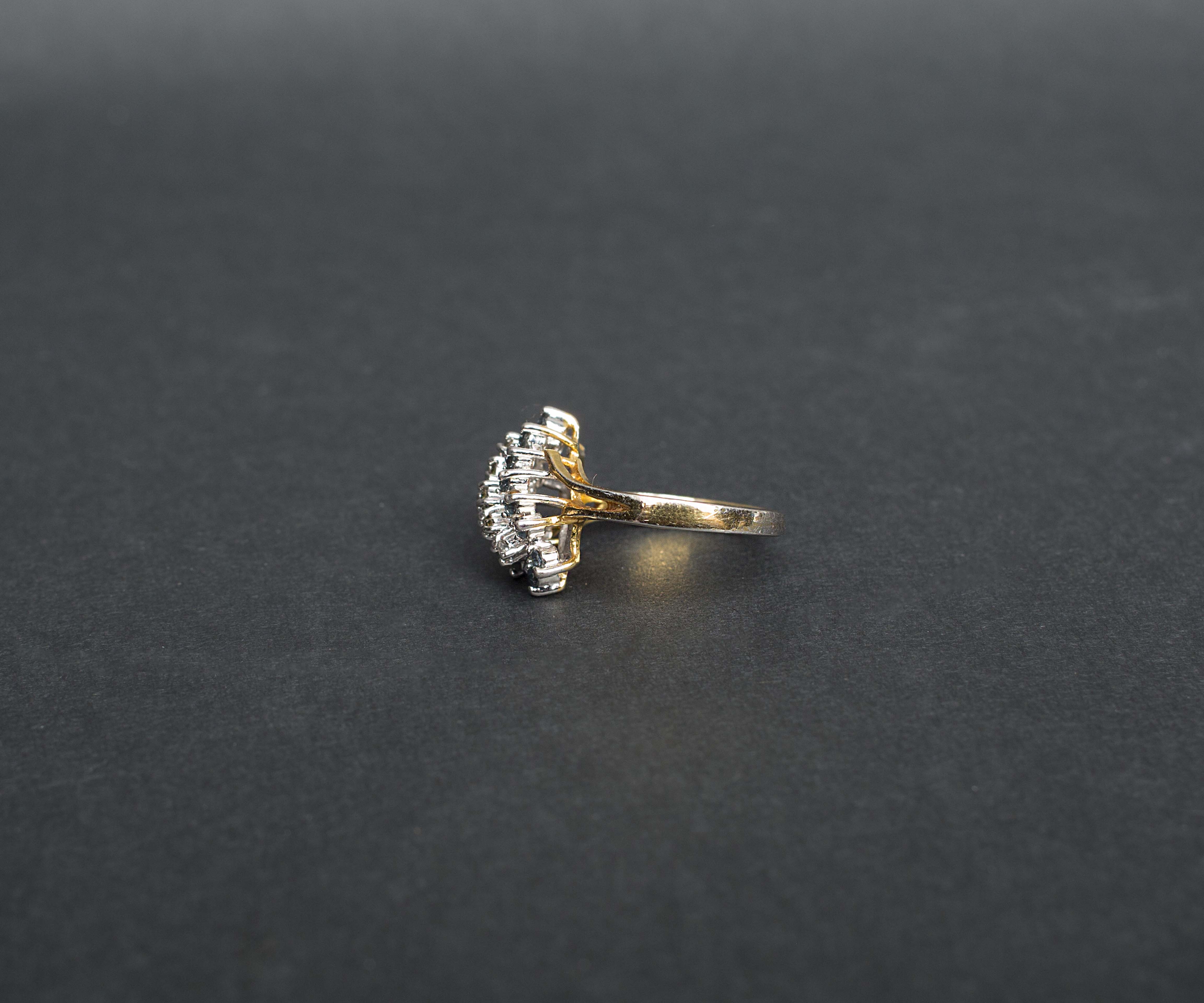 18k Gold Plated Ring with Aquamarine and Stone