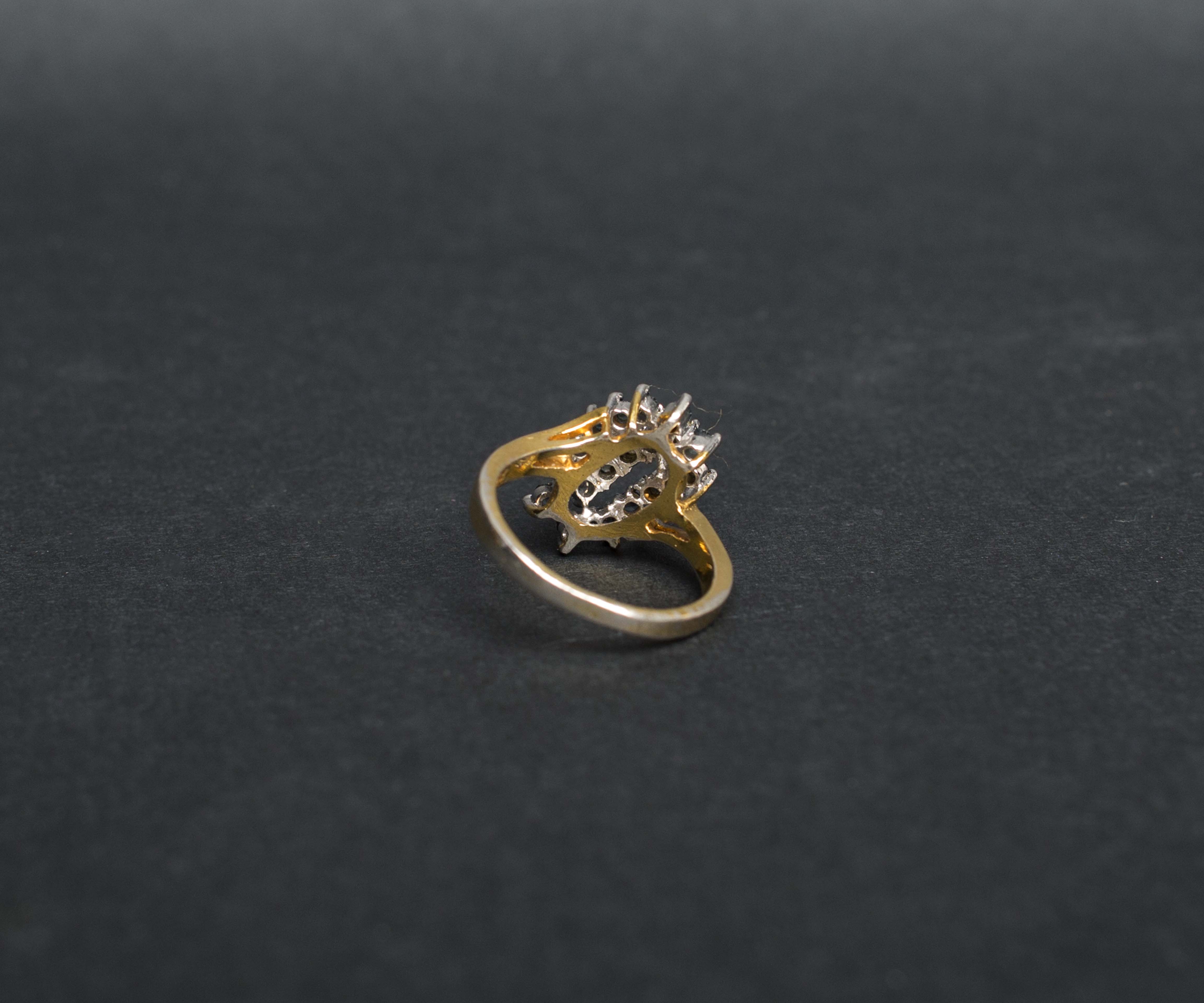 18k Gold Plated Ring with Aquamarine and Stone