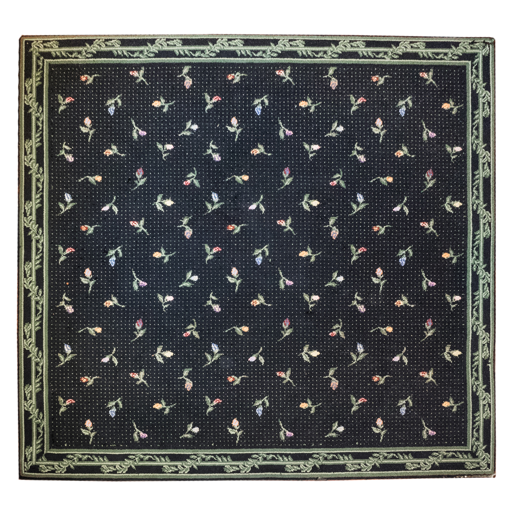 Tufted Black Floral Area Rug