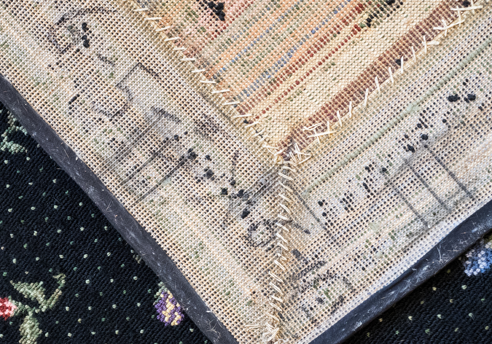 Tufted Black Floral Area Rug