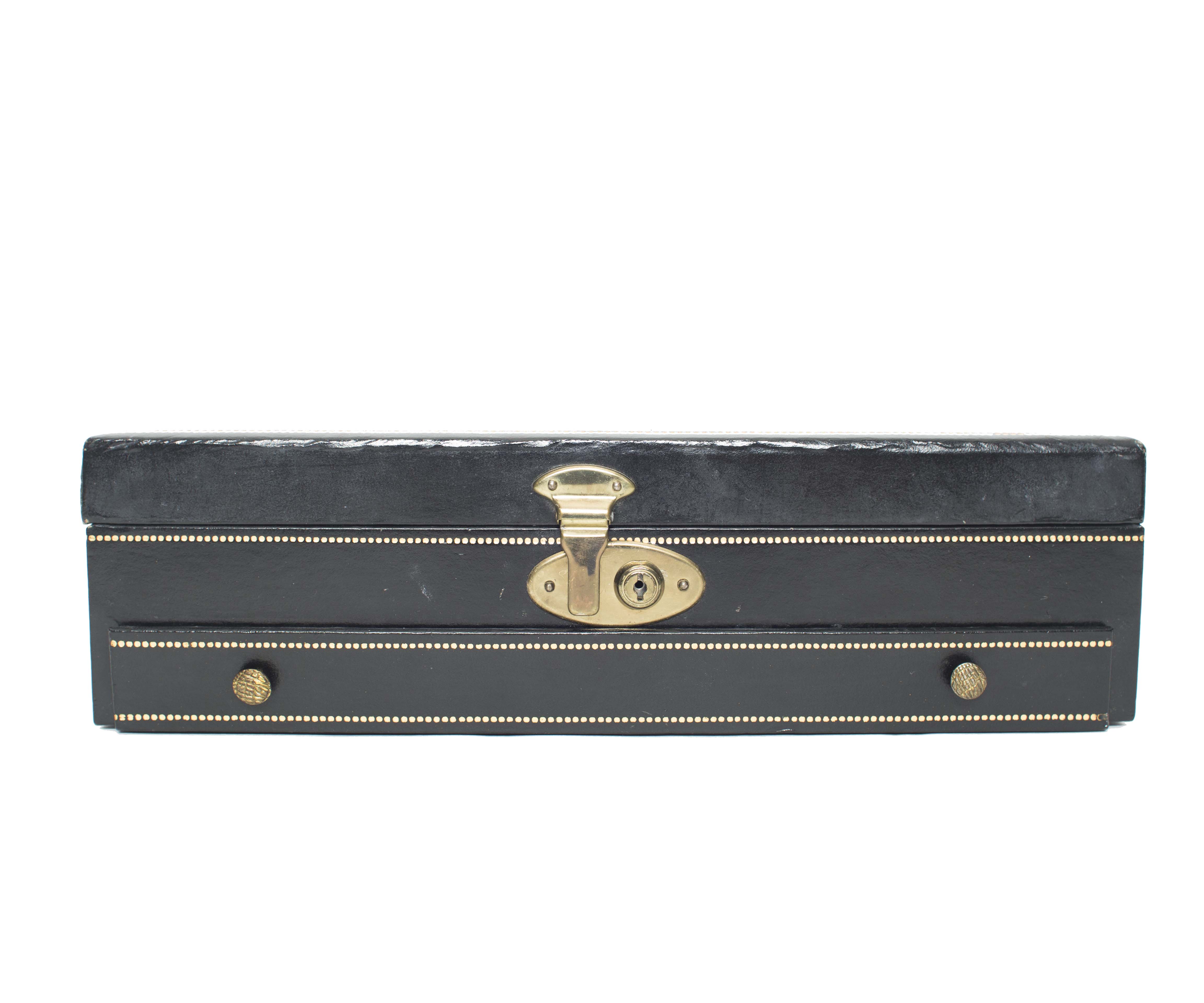 Vintage Cheney England Jewelry Box with Red Velvet Interior