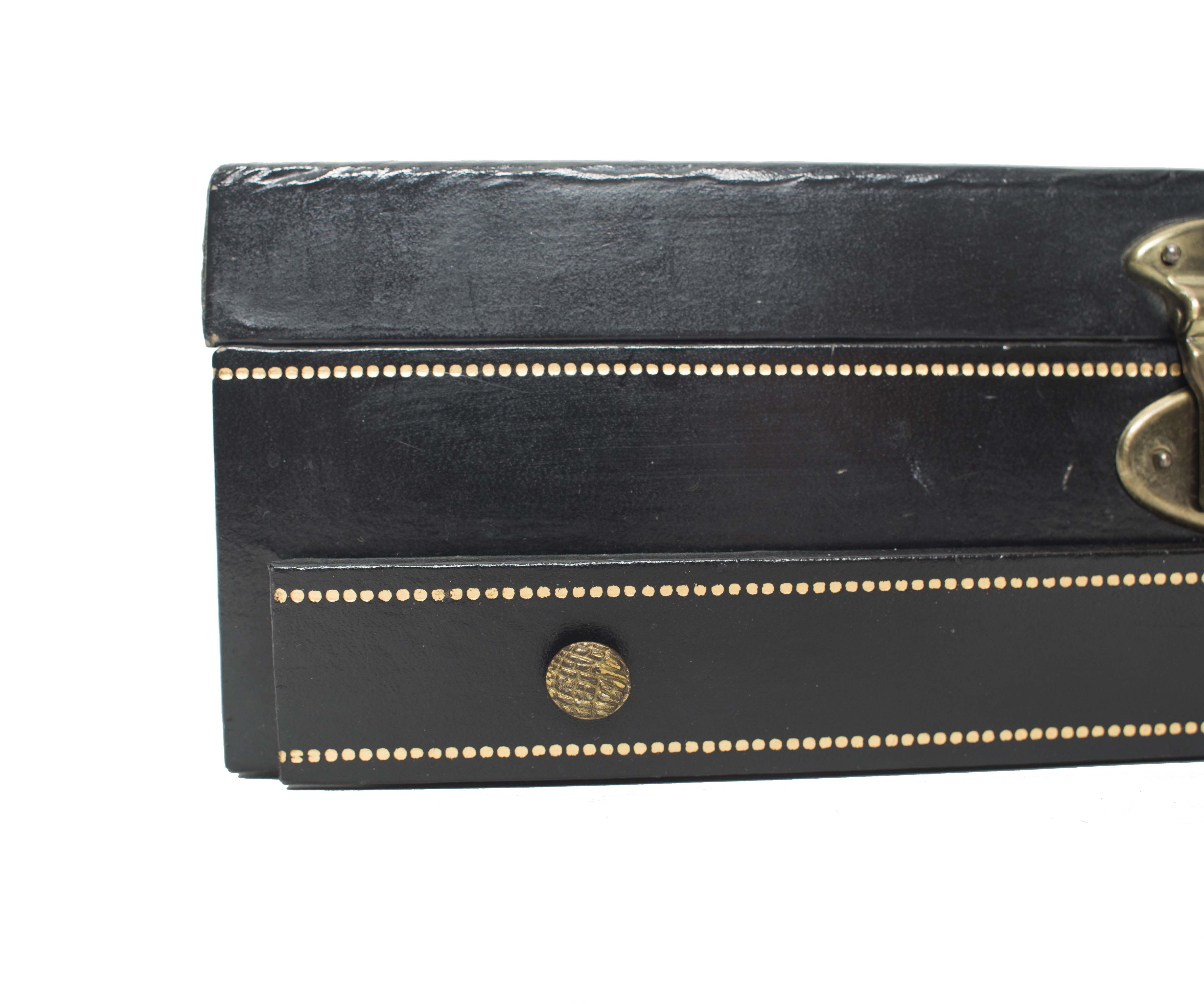 Vintage Cheney England Jewelry Box with Red Velvet Interior