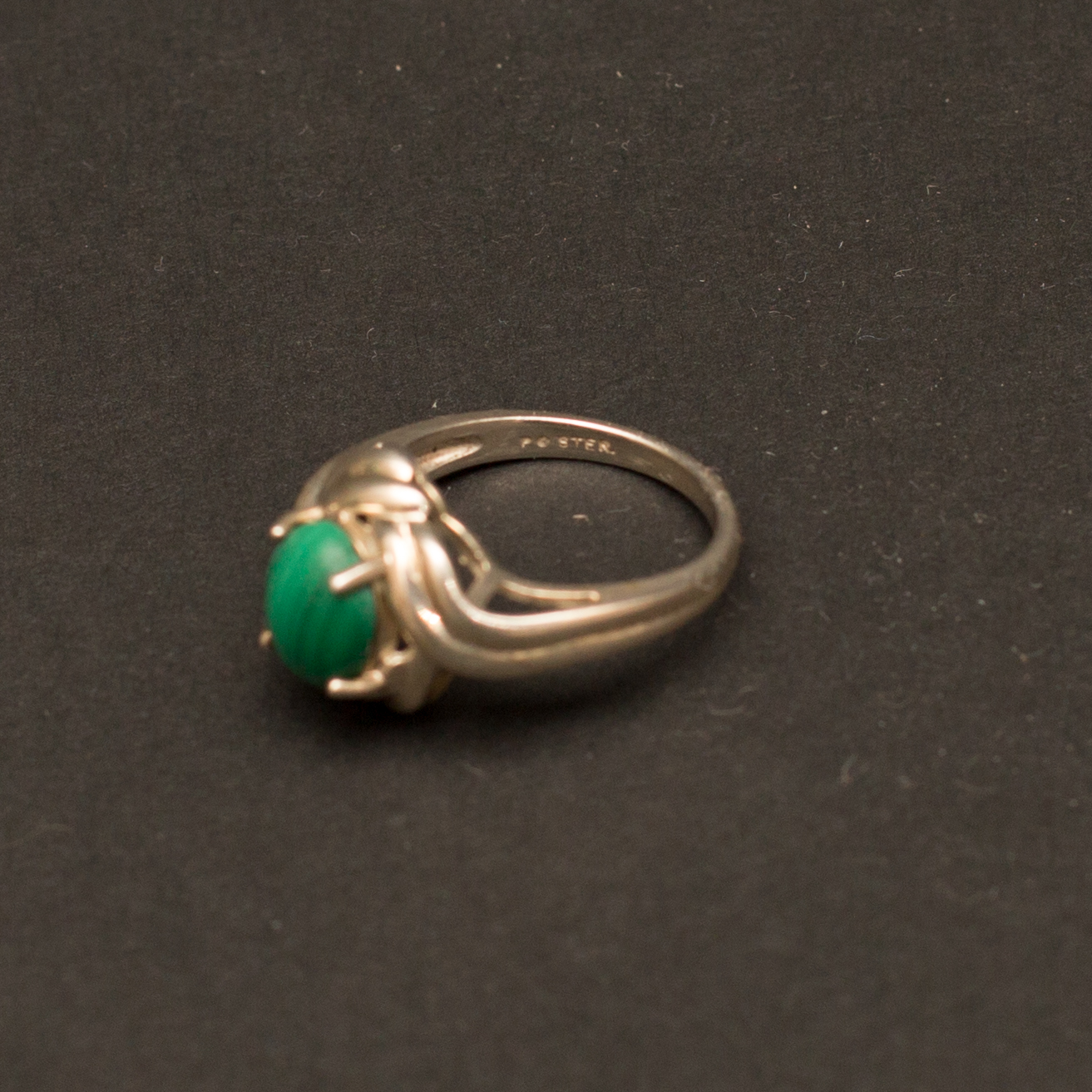 Sterling Silver Knotted Setting and Malachite Ring