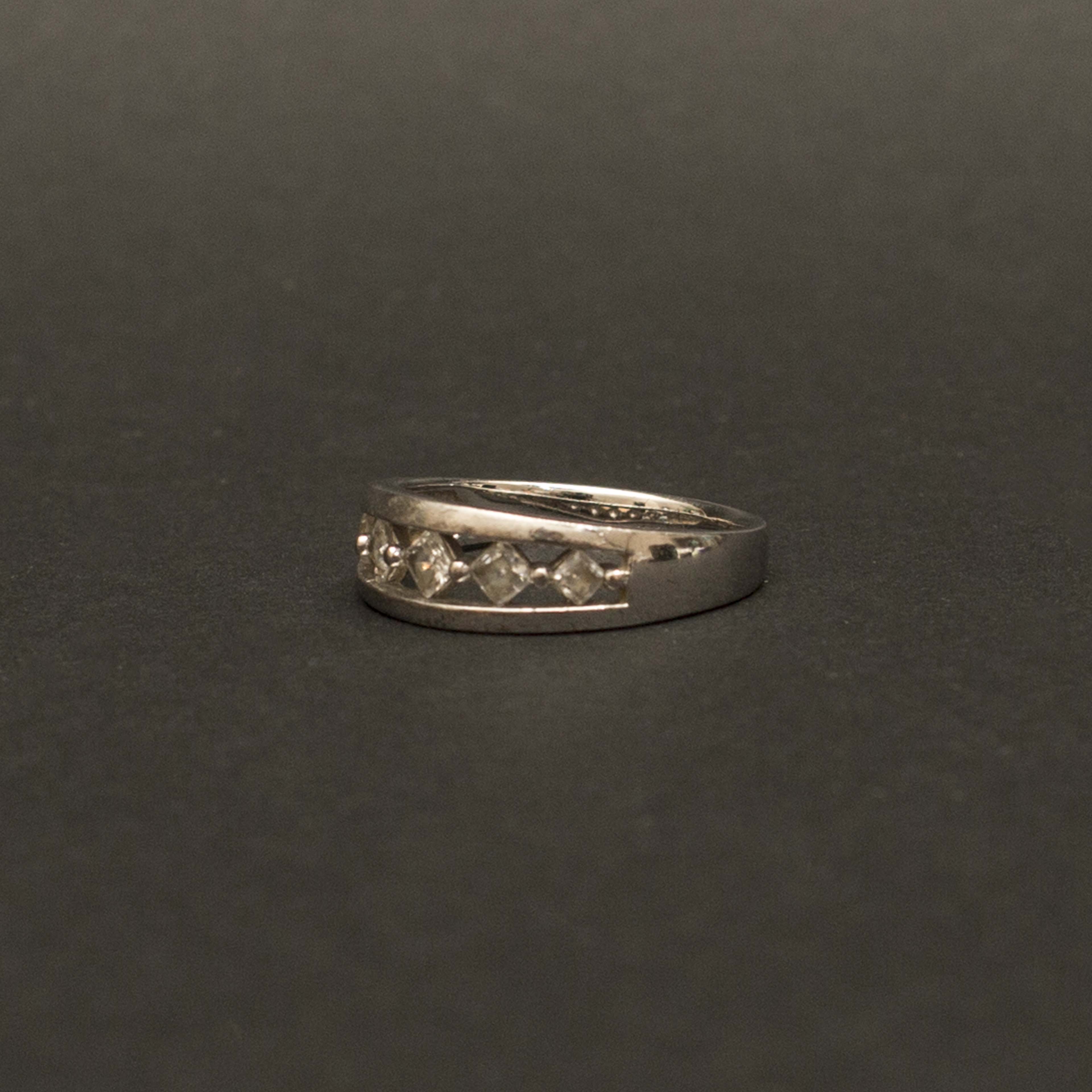 Sterling Silver Band with Cubic Zirconia Rhinestones