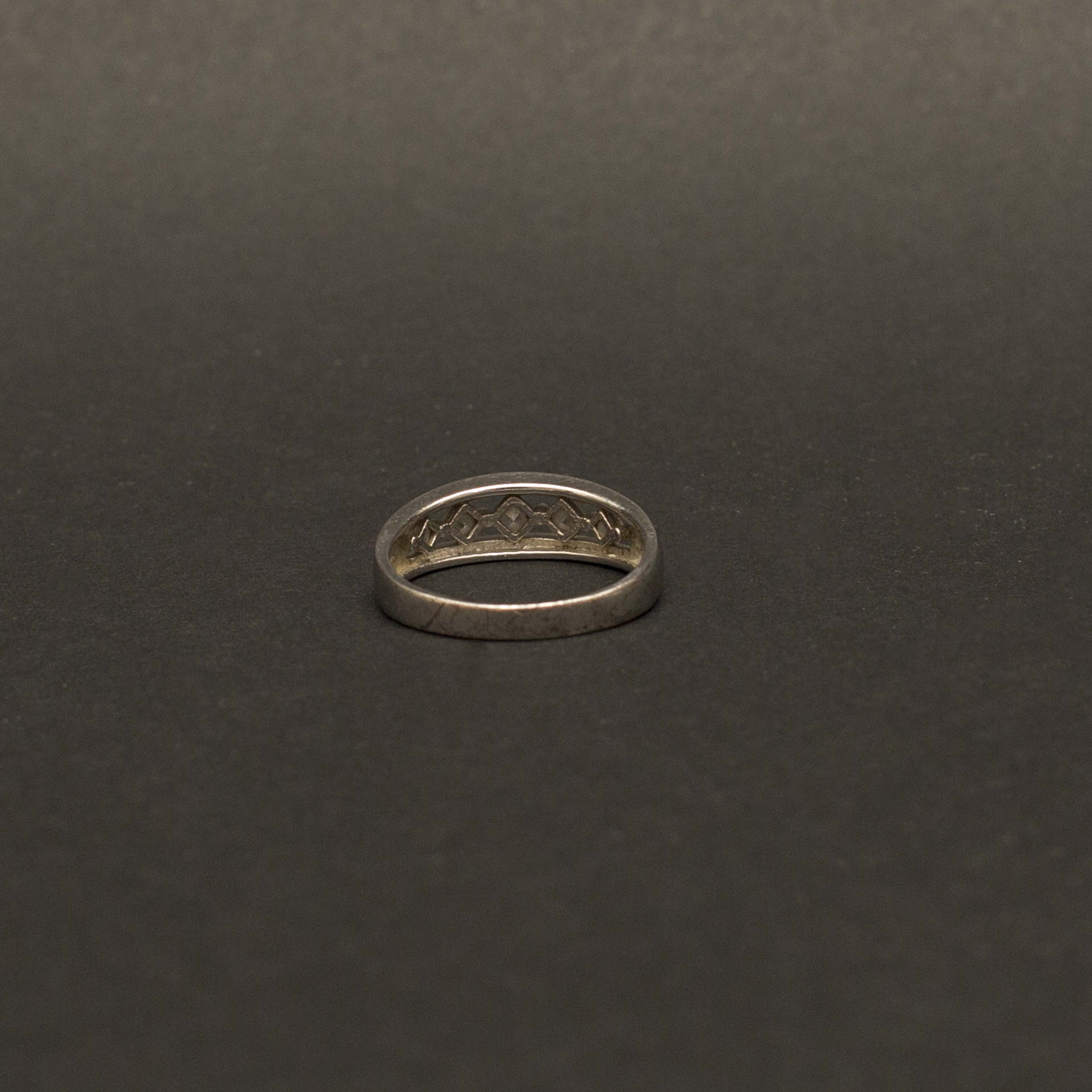 Sterling Silver Band with Cubic Zirconia Rhinestones