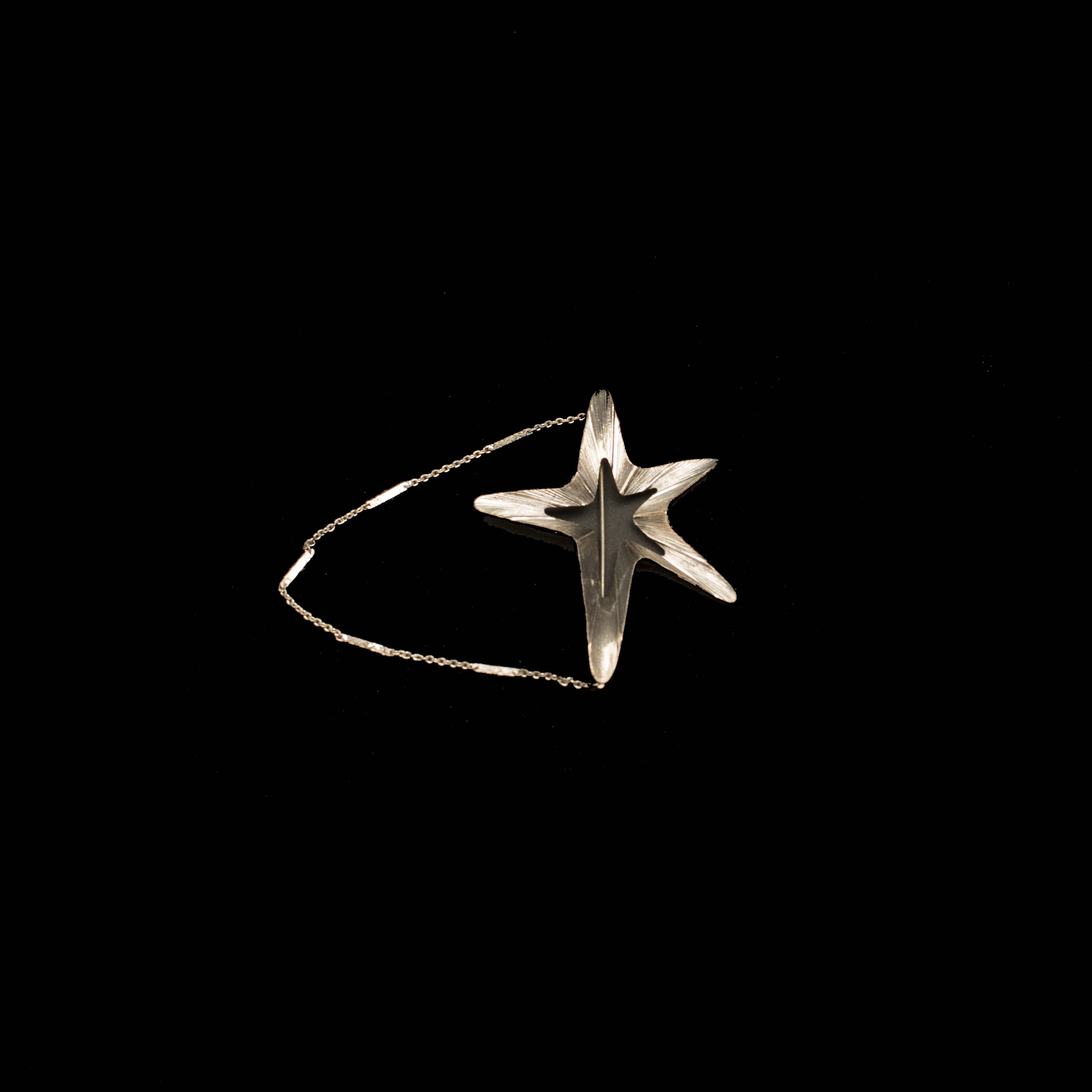 Beau Sterling Silver Star Brooch with Chain