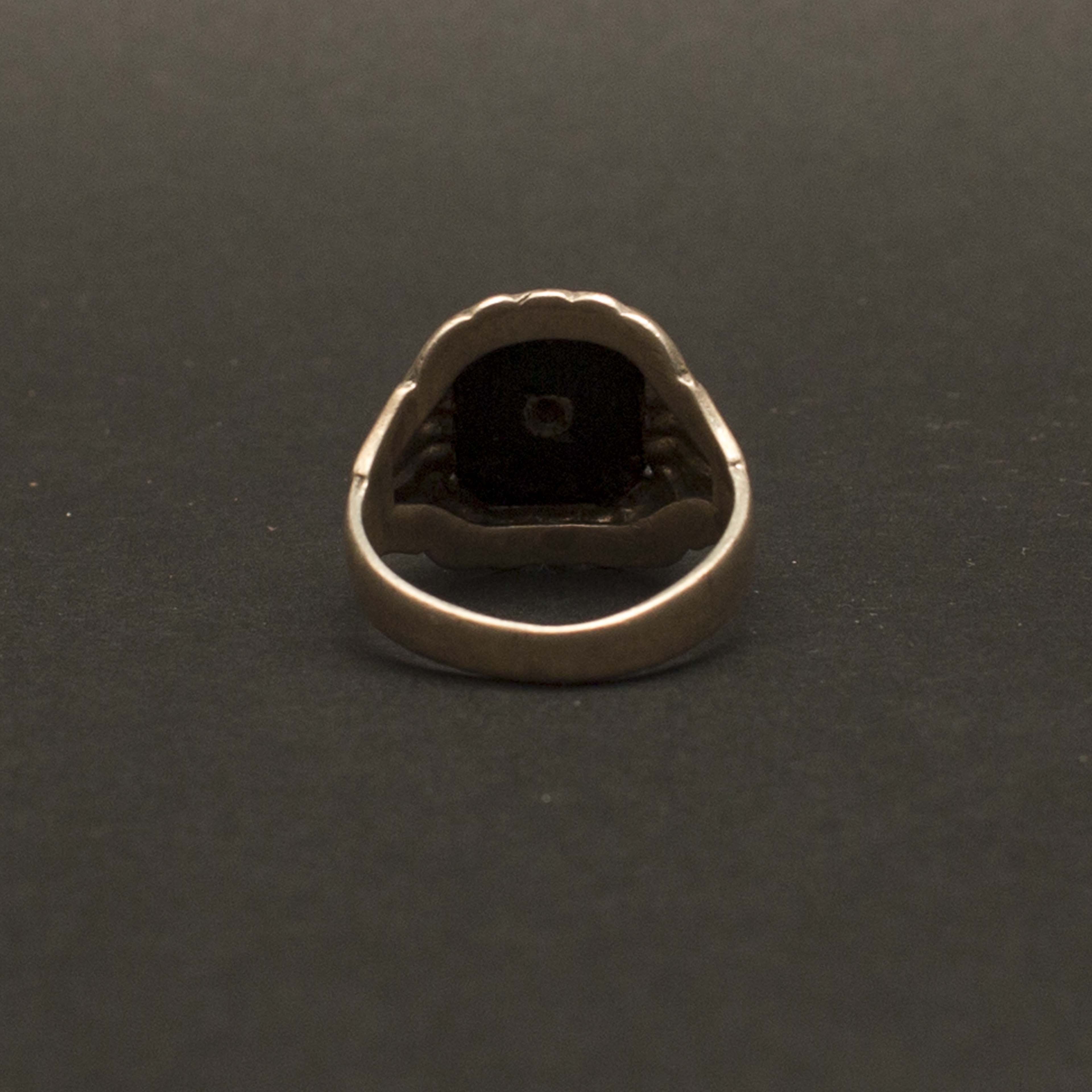 Sterling Silver Black Onyx and Diamond Men's Ring