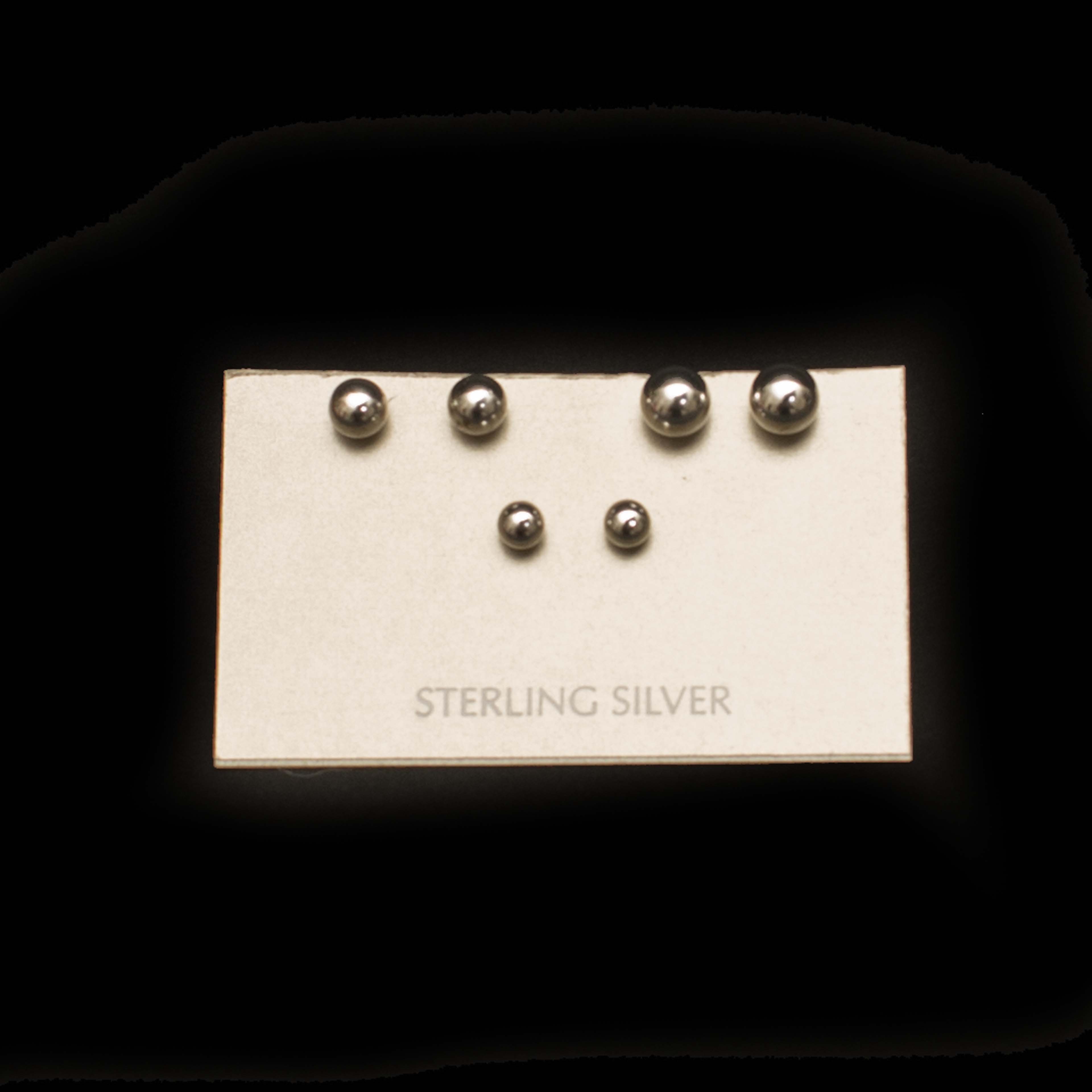 Trio of Sterling Silver Stud Round Earrings