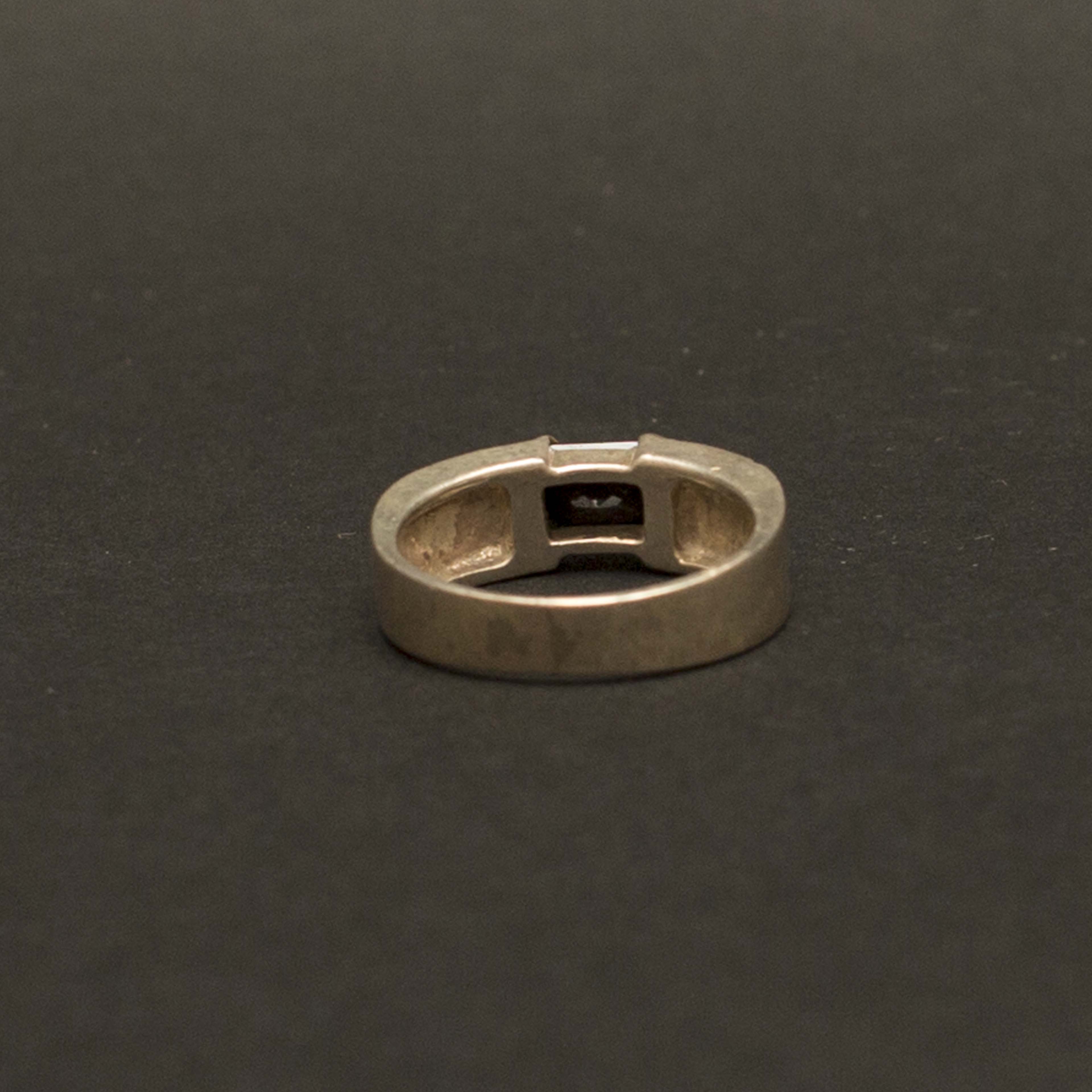 Sterling Silver Band with Emerald Cut Stone