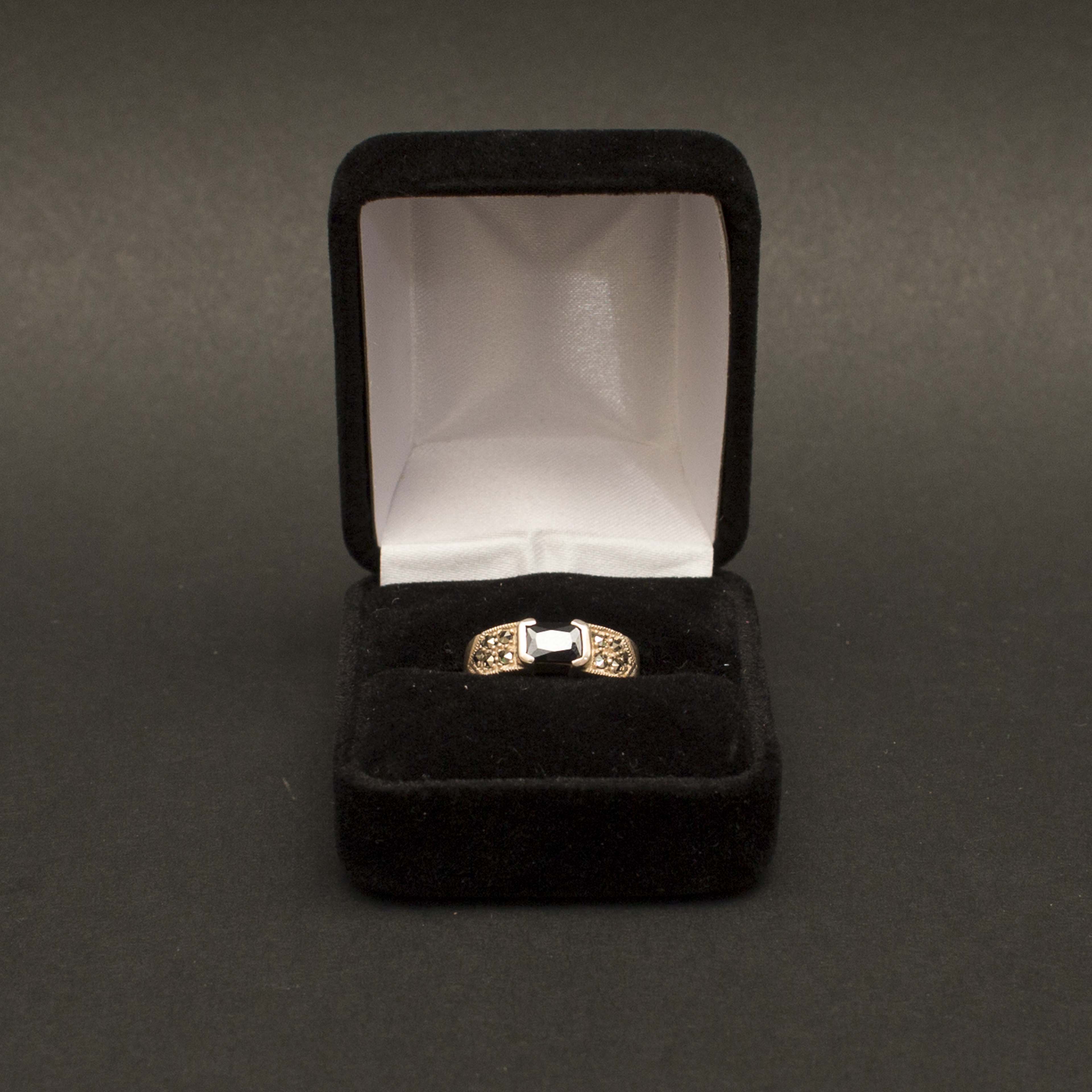 Sterling Silver Band with Emerald Cut Stone