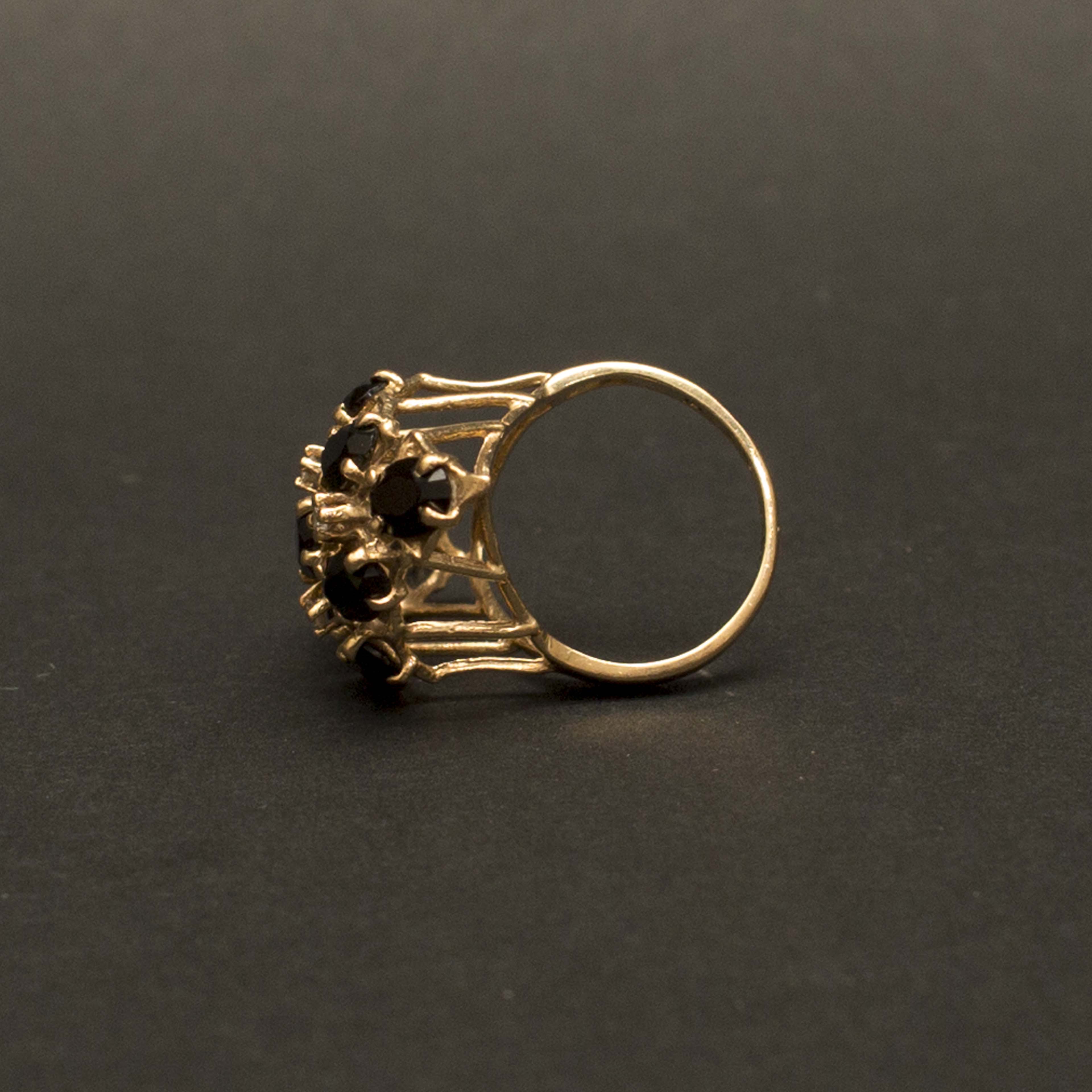 14k Gold Onyx and Diamond Dinner Ring