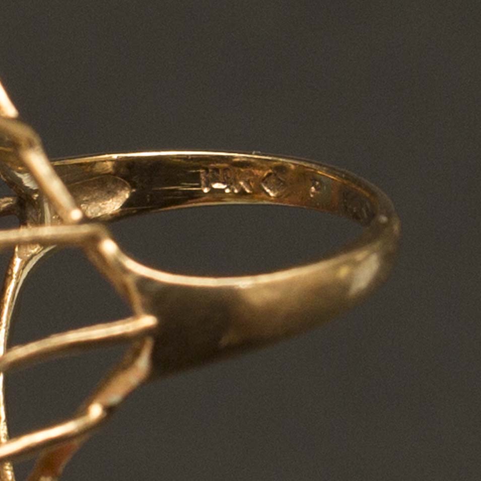 14k Gold Onyx and Diamond Dinner Ring