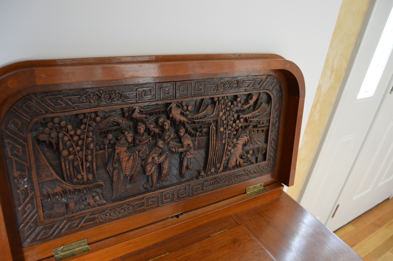 Vintage Chinese Carved Mahogany Cabinet Bar