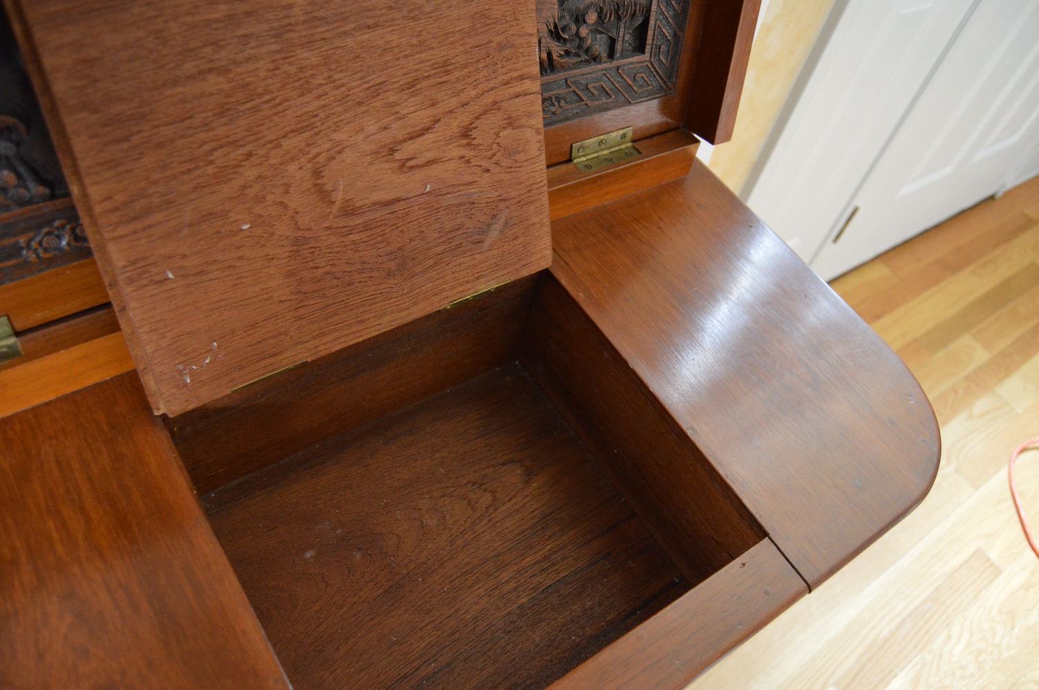 Vintage Chinese Carved Mahogany Cabinet Bar