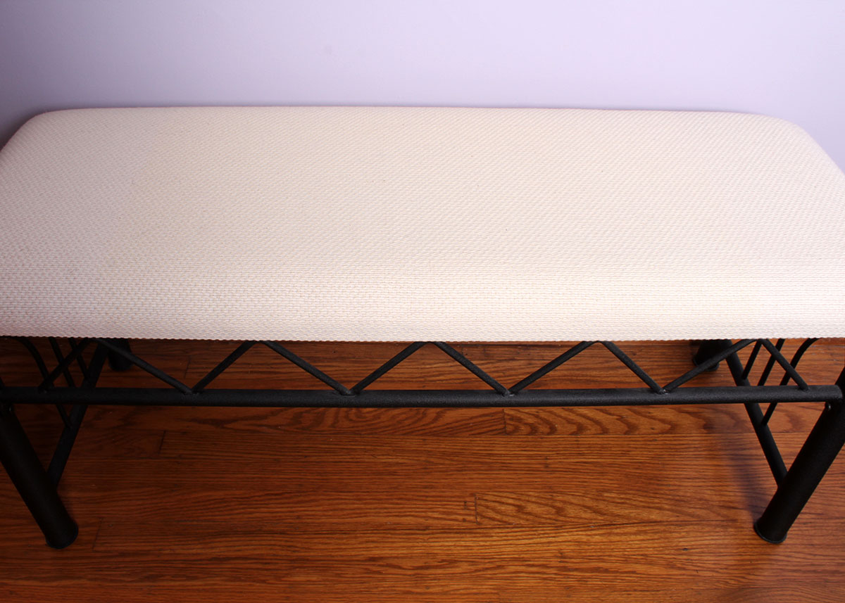 Black Cast Metal Upholstered Bench