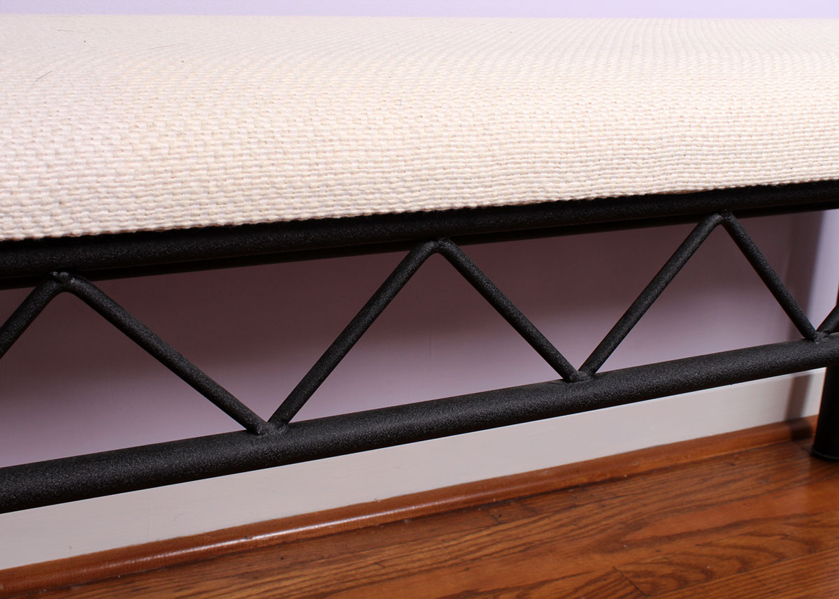 Black Cast Metal Upholstered Bench