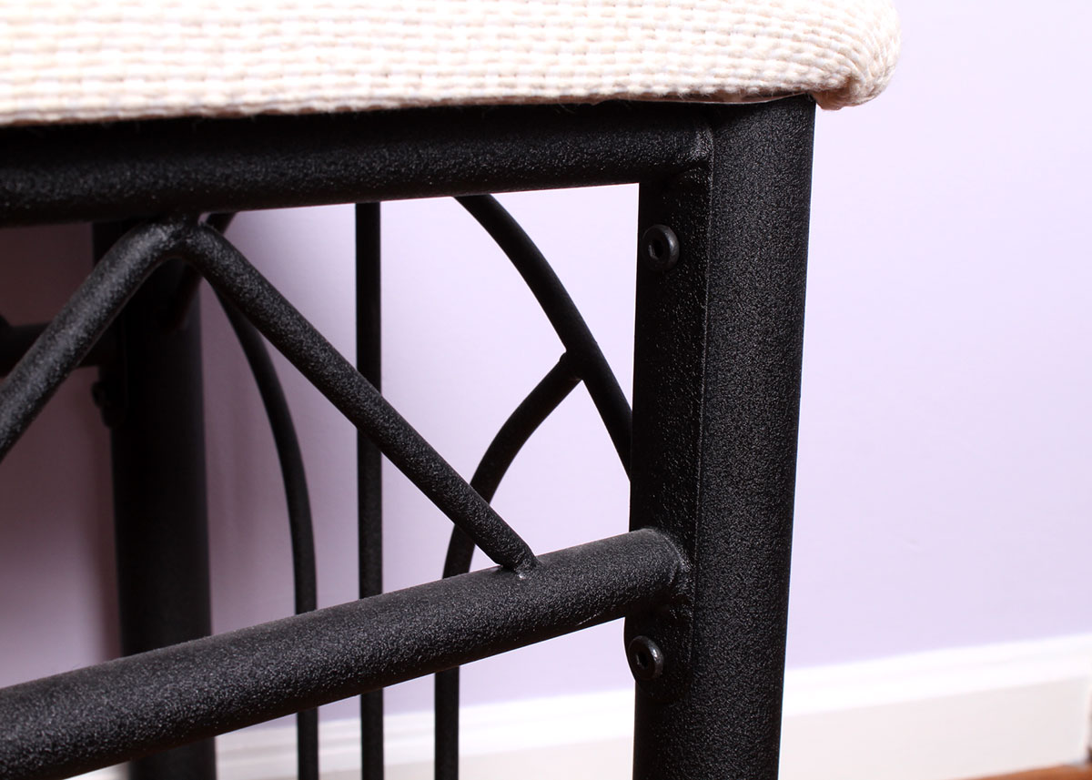 Black Cast Metal Upholstered Bench