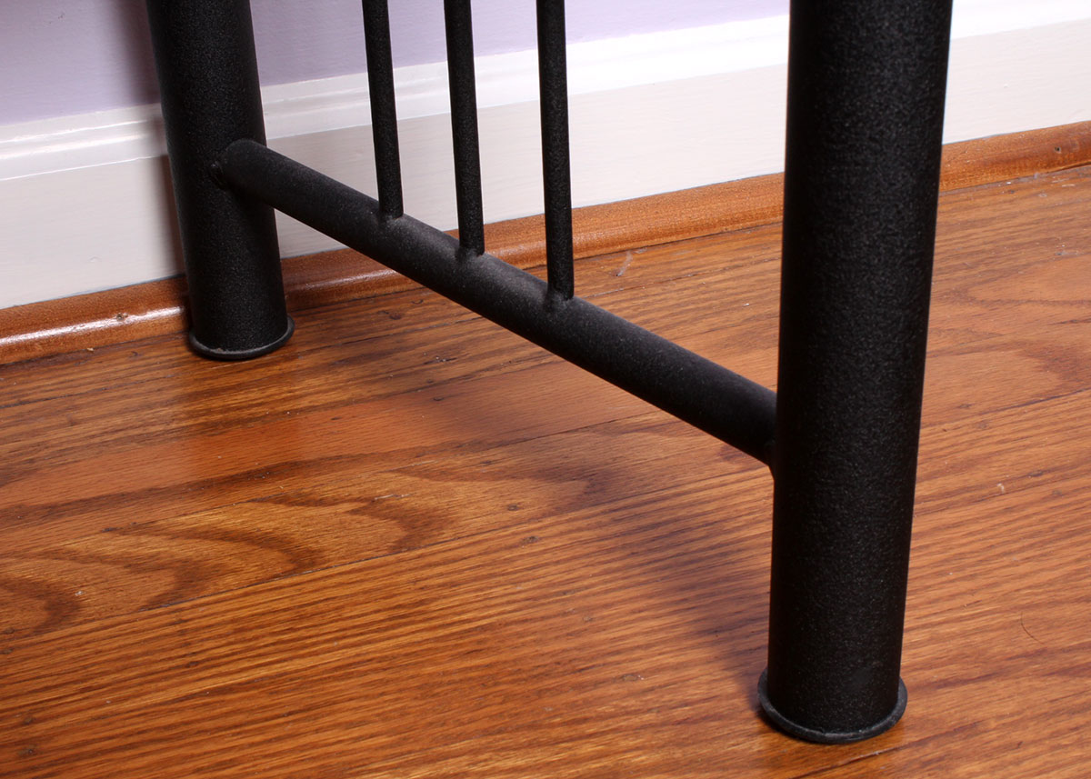 Black Cast Metal Upholstered Bench