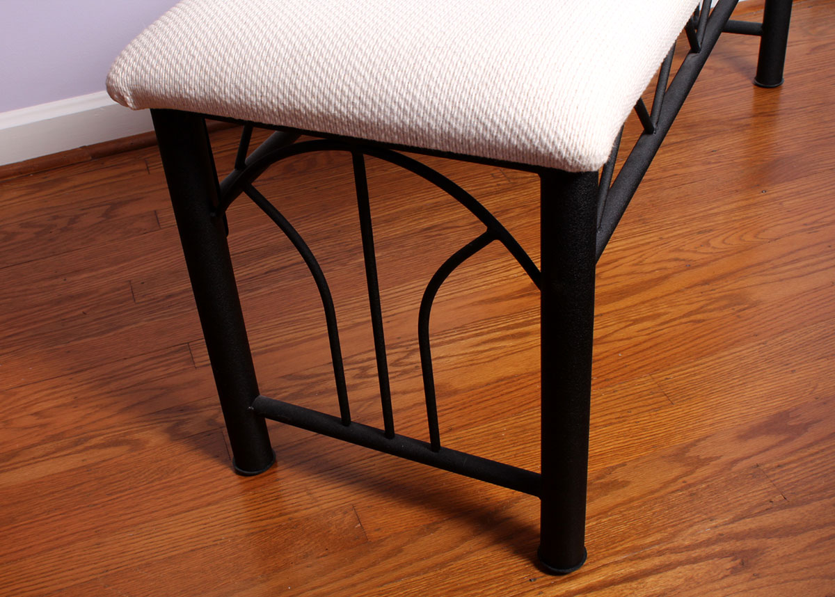 Black Cast Metal Upholstered Bench