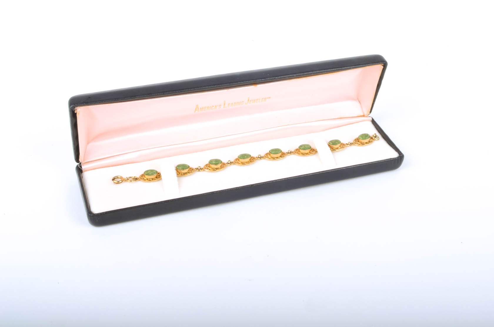 Gold Tone Bracelet with Serpentine Stones