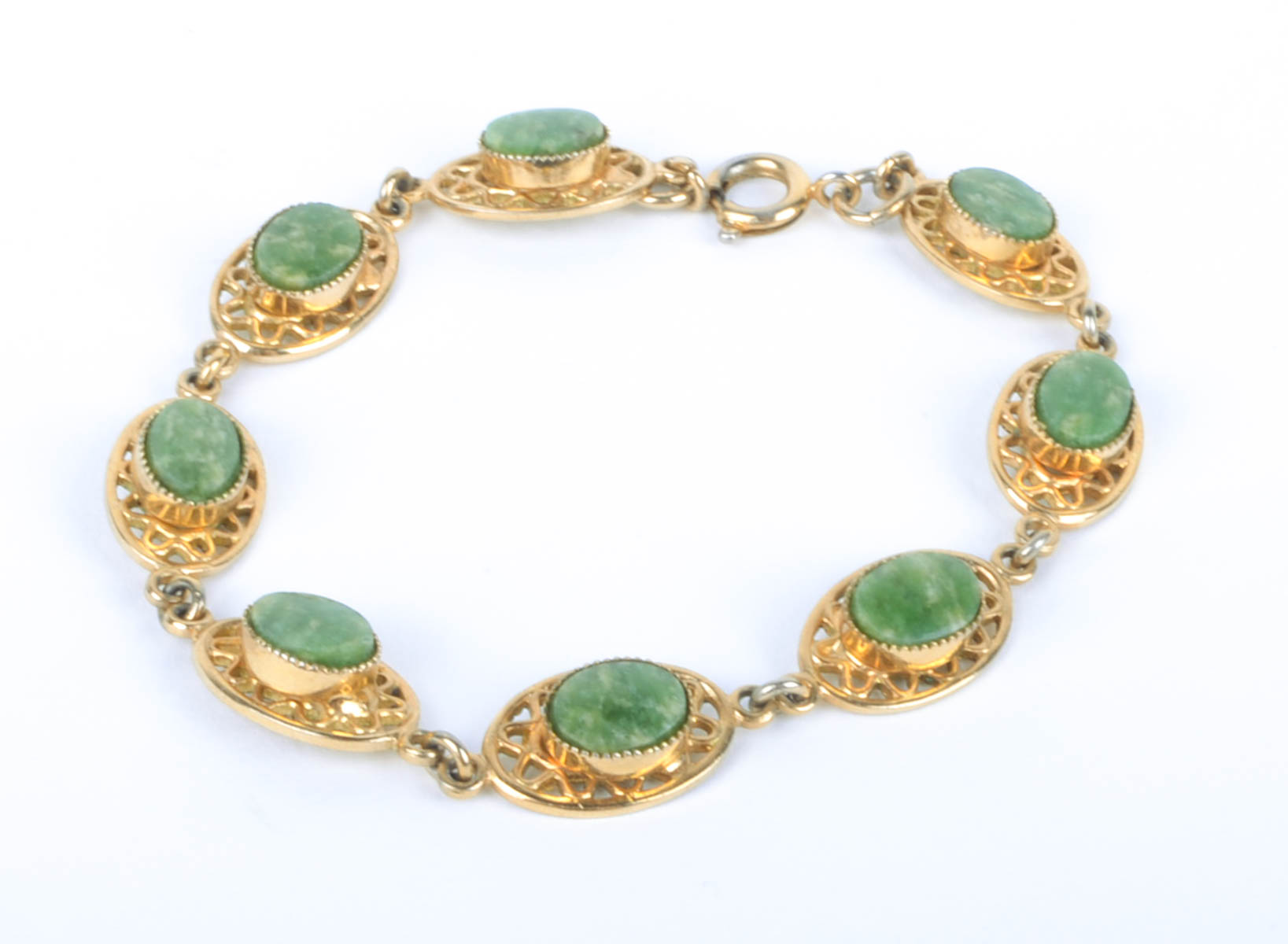 Gold Tone Bracelet with Serpentine Stones