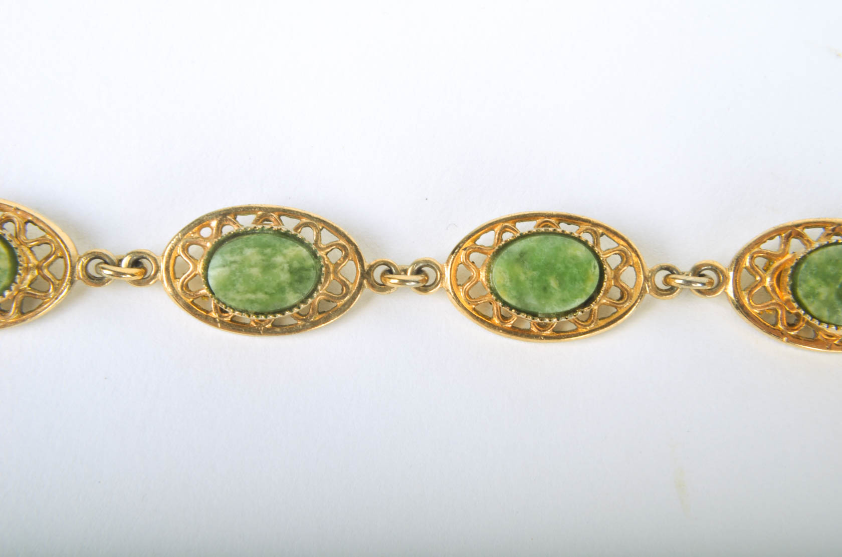 Gold Tone Bracelet with Serpentine Stones