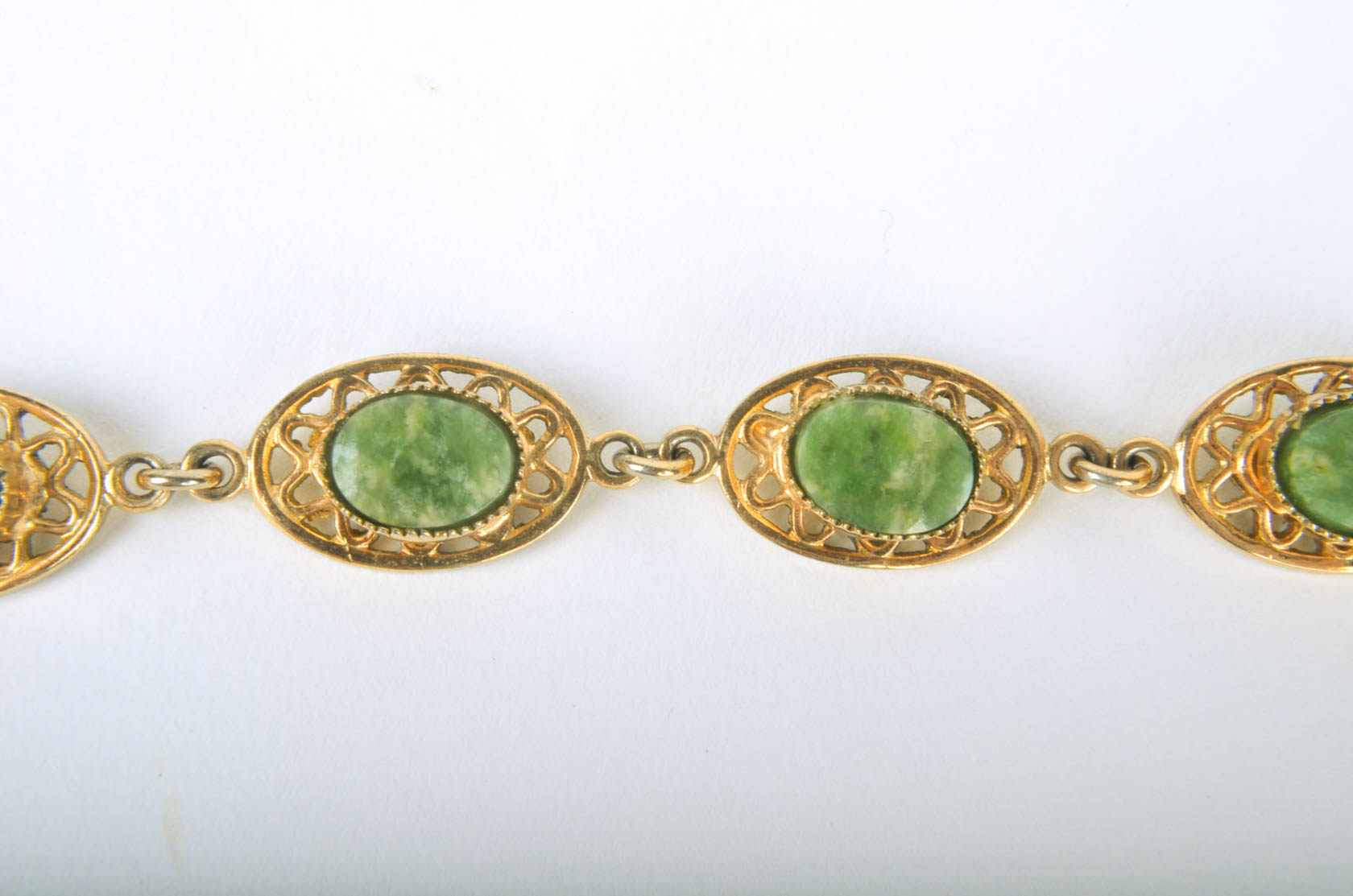 Gold Tone Bracelet with Serpentine Stones