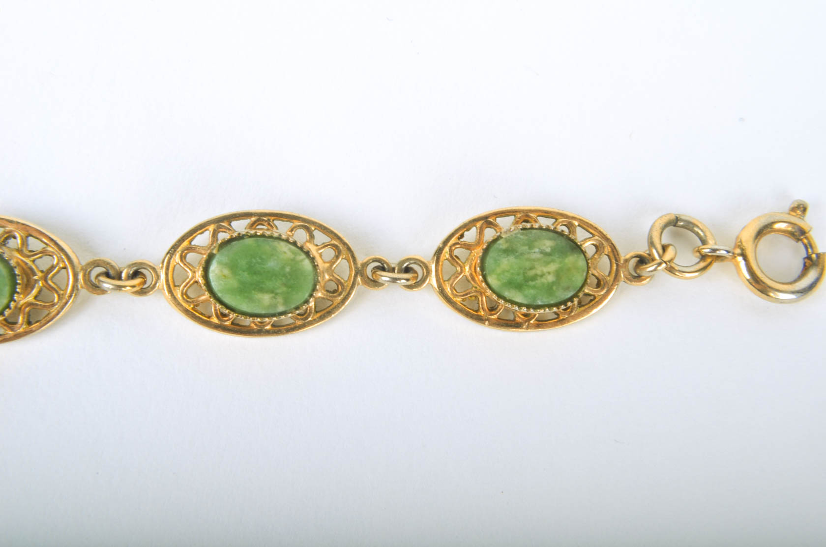 Gold Tone Bracelet with Serpentine Stones
