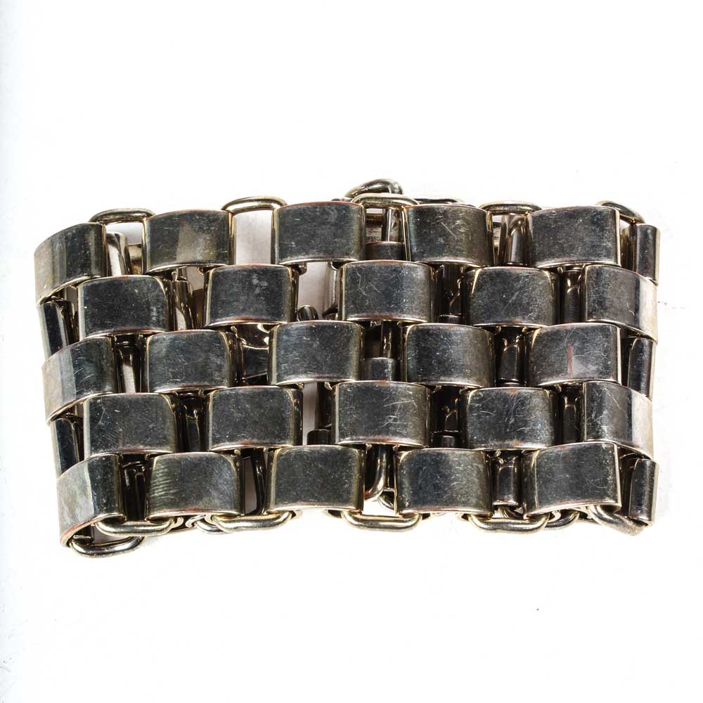 Vintage Silver Tone Mesh Costume Bracelet