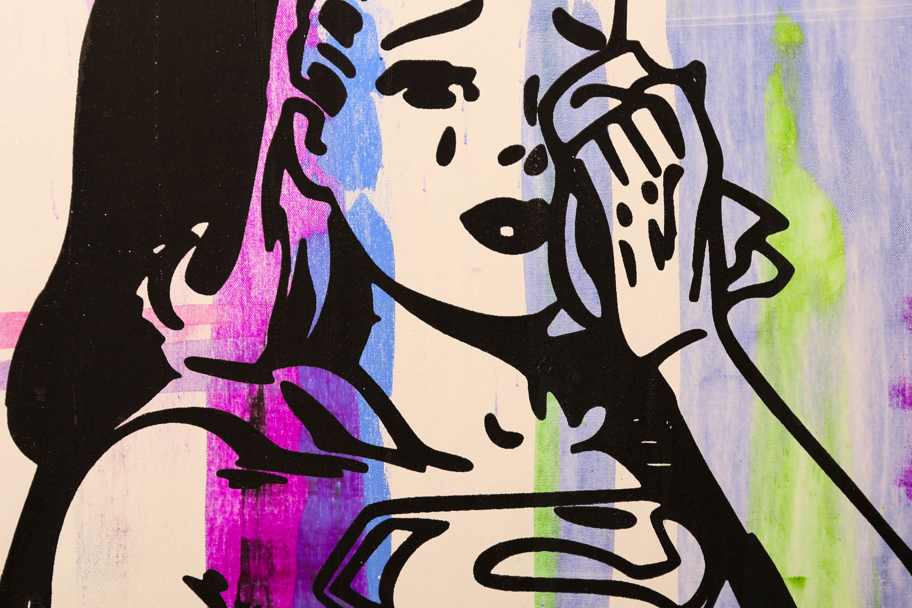 Andrew VanSickle "Influenced Weeping Supergirl" Signed Silkscreen on Canvas