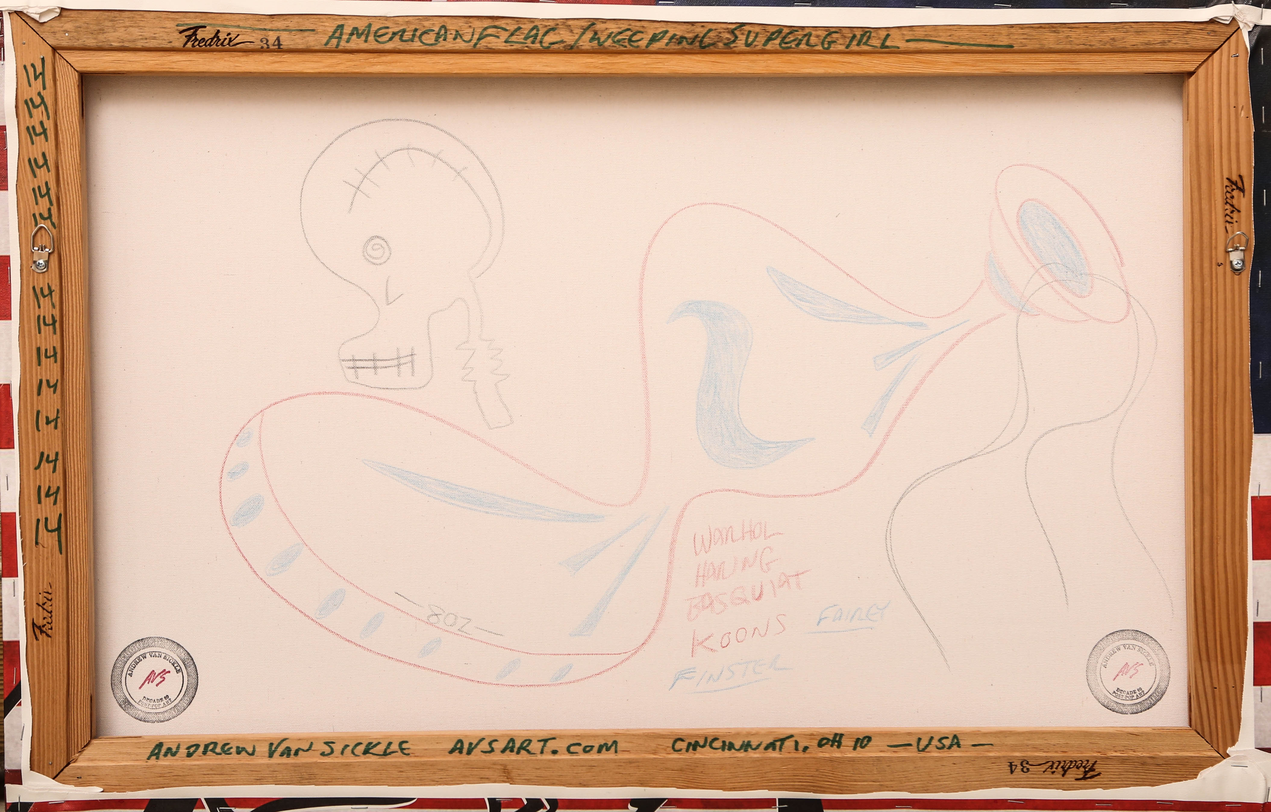 Andrew VanSickle "Weeping Supergirl/American Flag" Signed Silkscreen on Canvas