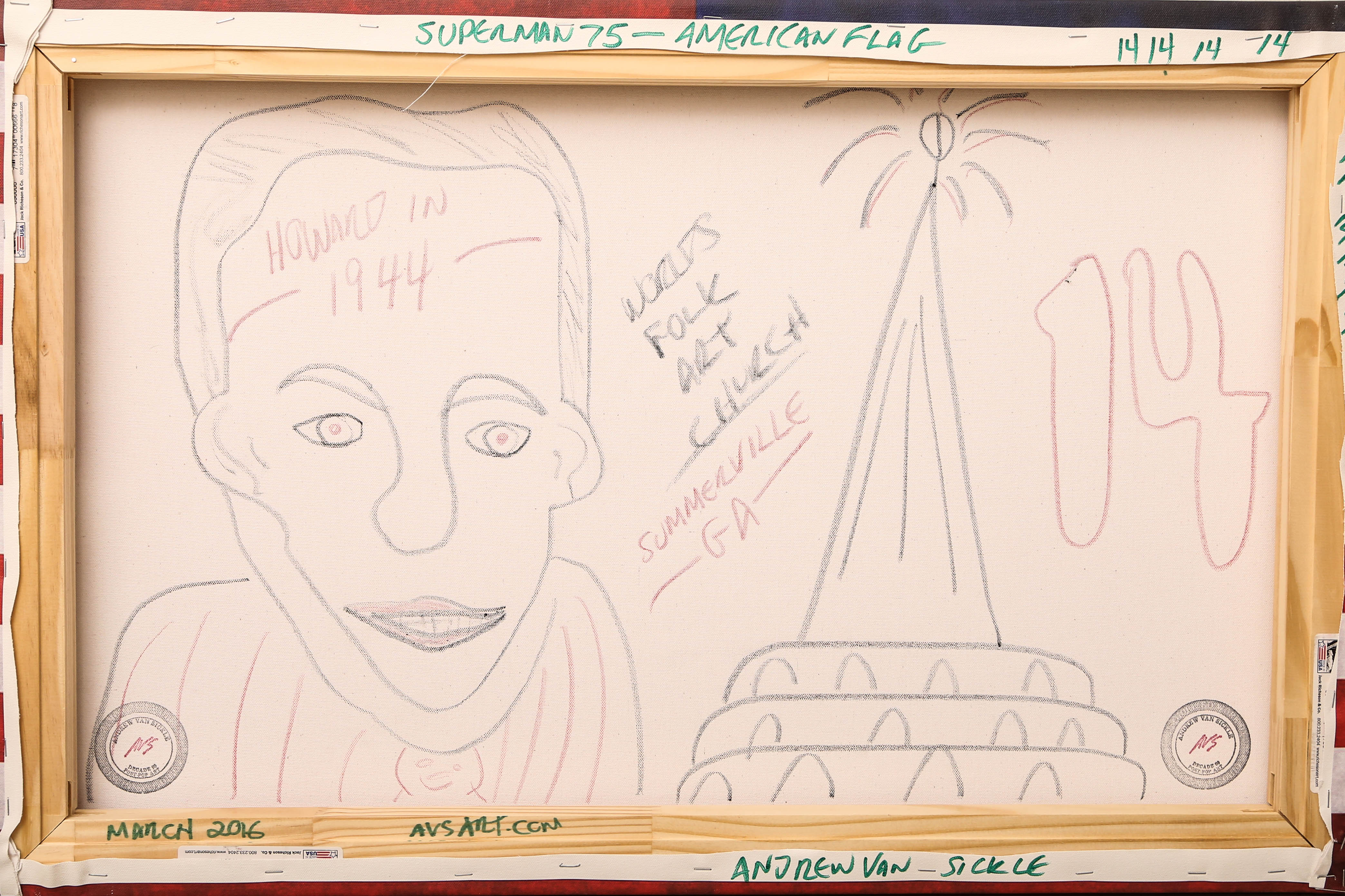 Andrew VanSickle "Superman 75/American Flag" Signed Silkscreen on Canvas