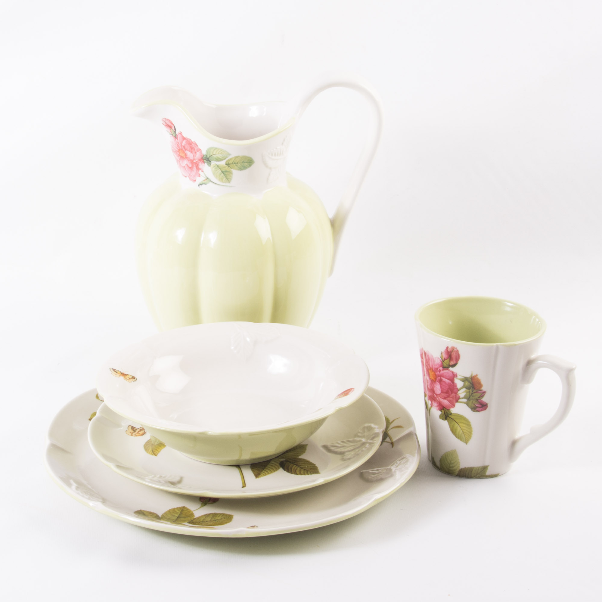 Gorham "Rose Serenade" Four Piece Place Setting for Four with Pitcher