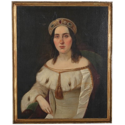 19th Century Oil on Canvas Portrait of a Woman 19th Century Oil on Canvas Portrait of a Woman