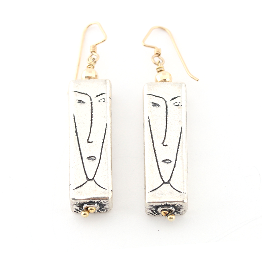 Taxco Mexico Sterling Bracelet and Modernist Sterling Earrings