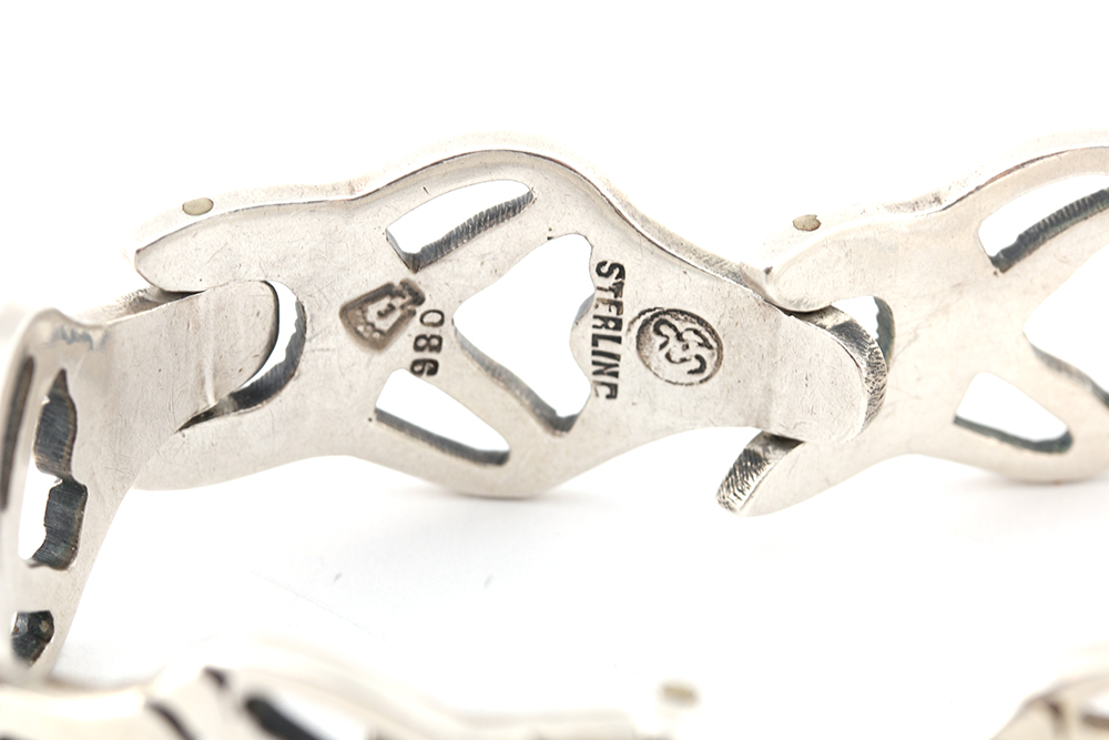 Taxco Mexico Sterling Bracelet and Modernist Sterling Earrings