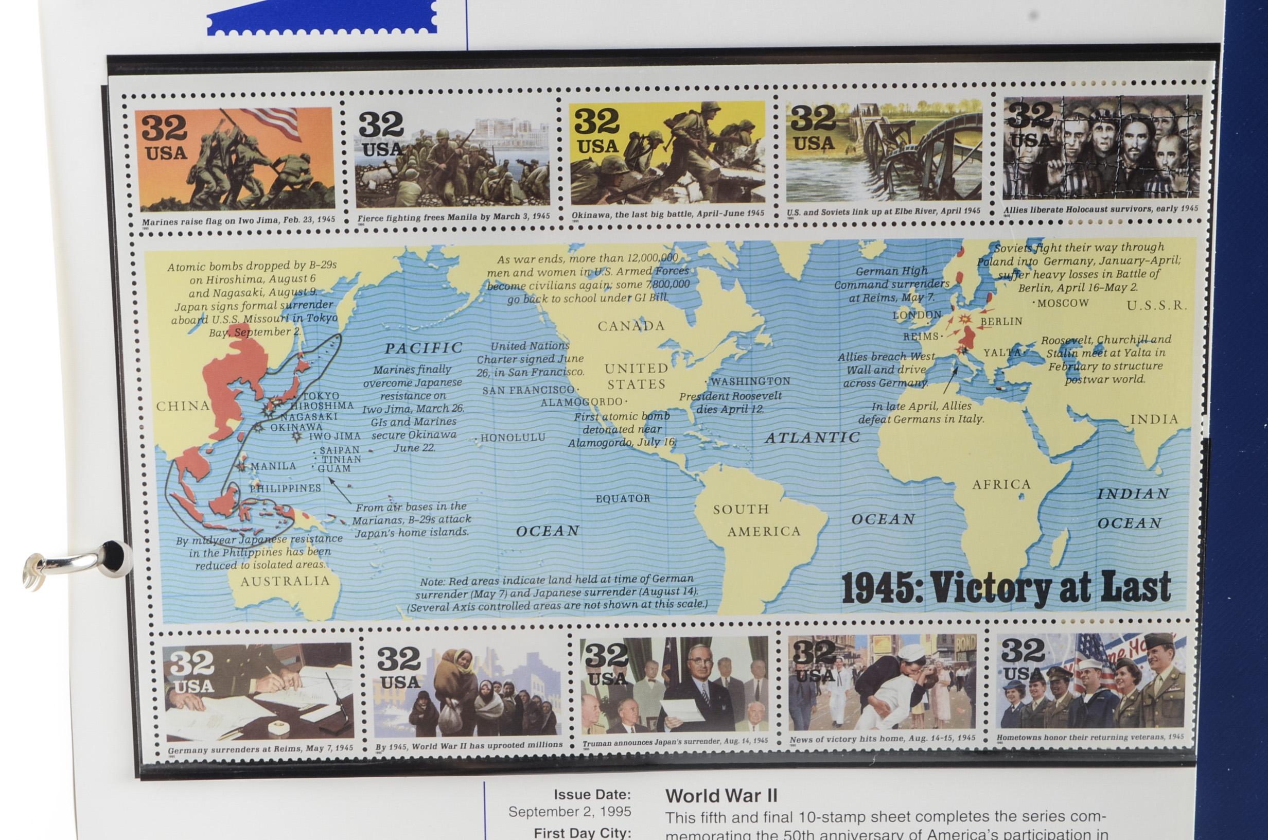 Three USPS Commemorative Stamp Club Binders with Stamps