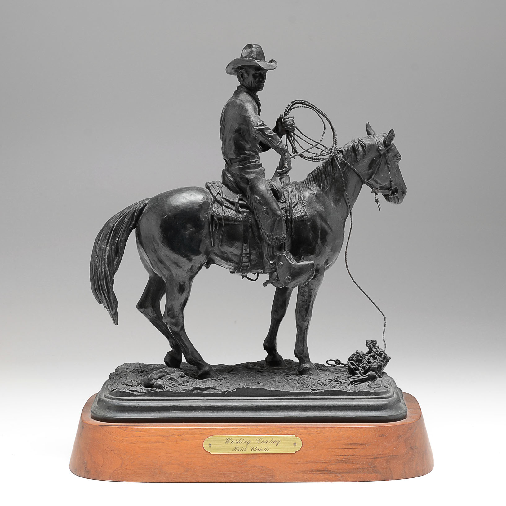 Keith Christie Bronze Western Sculpture 'Working Cowboy'