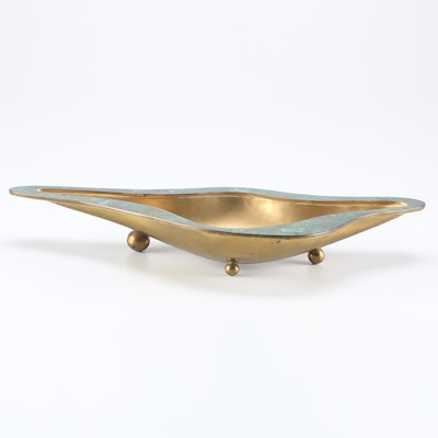 Brass and Malachite Los Castillo Biomorphic Bowl Brass and Malachite Los Castillo Biomorphic Bowl