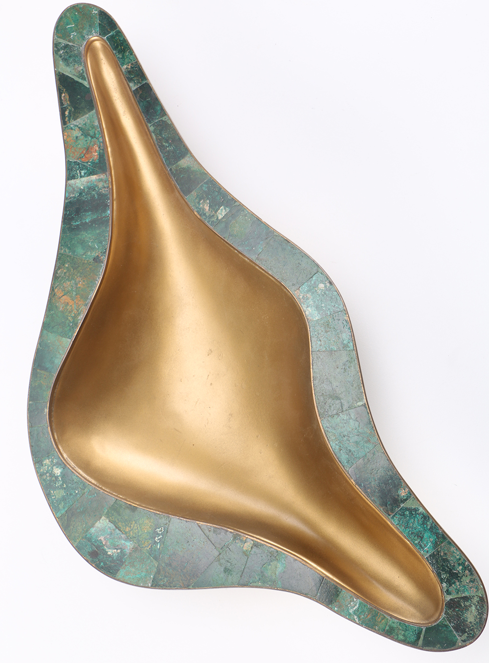 Brass and Malachite Los Castillo Biomorphic Bowl