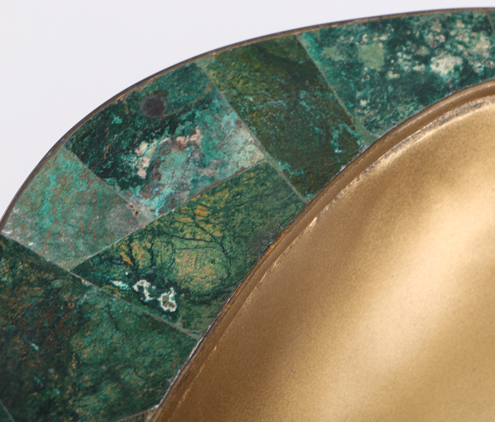 Brass and Malachite Los Castillo Biomorphic Bowl
