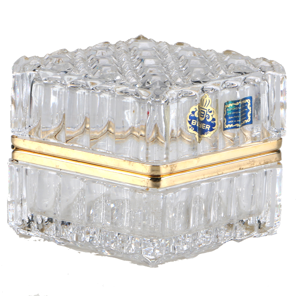Vintage Beyer Lead Crystal Trinket Jewelry Box