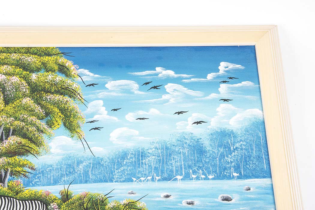 Signed Jungle Scene Acrylic on Canvas