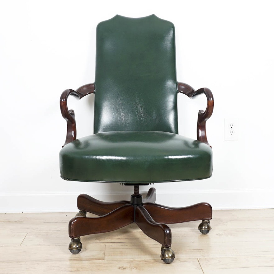 Cabot Wrenn Emerald Leather Rolling Armchair