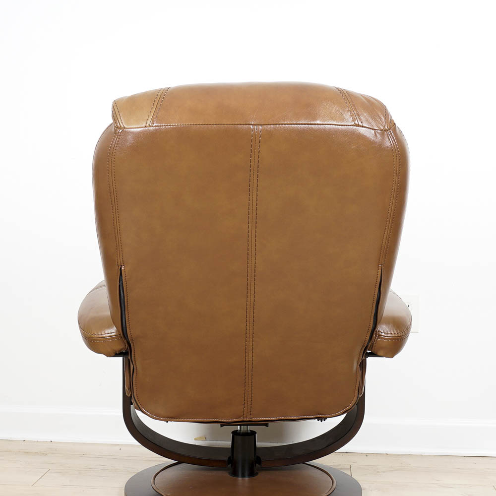 Brown Leather Reclining Chair with Ottoman