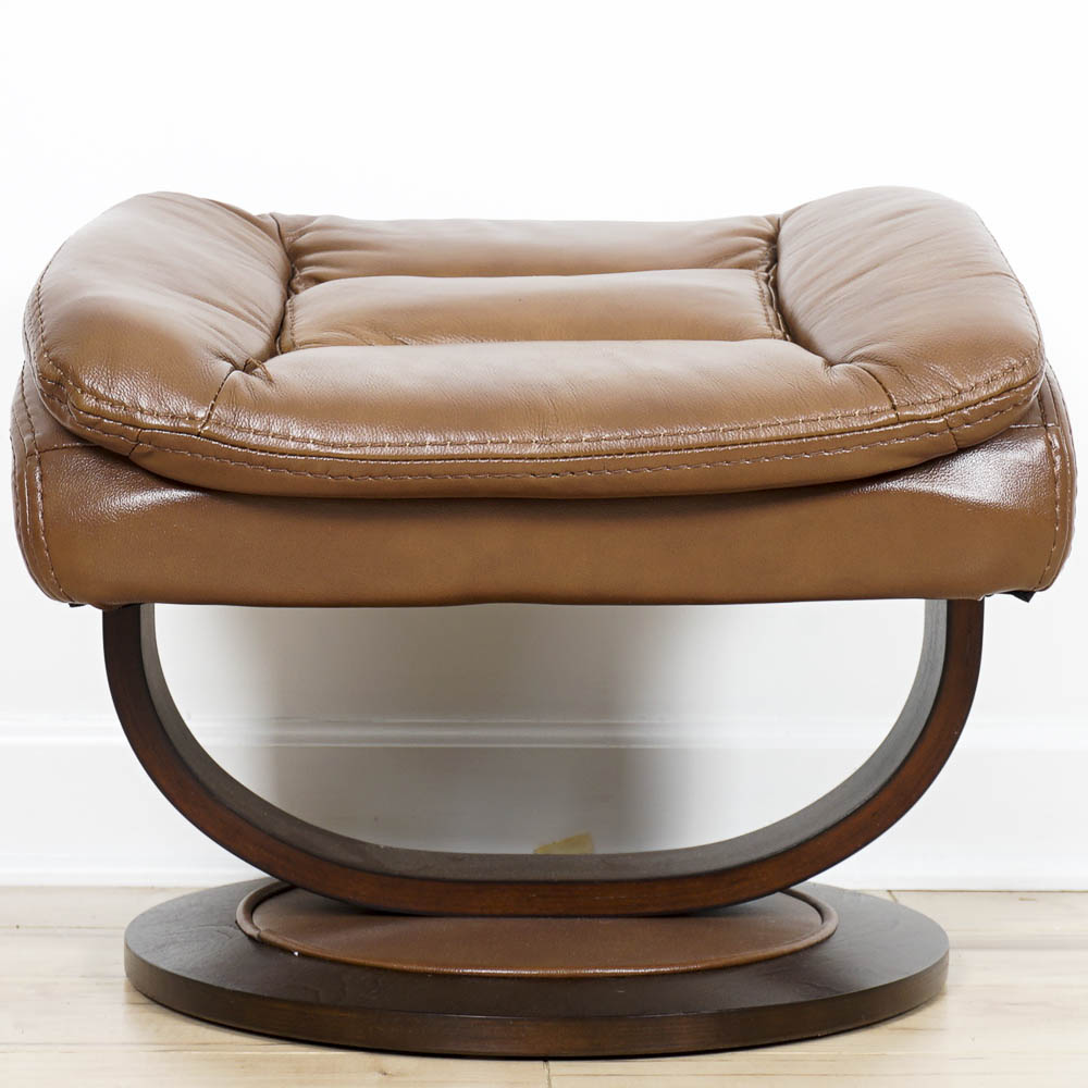 Brown Leather Reclining Chair with Ottoman