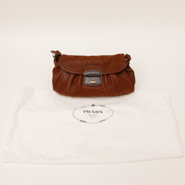 Brown Leather Prada Handbag