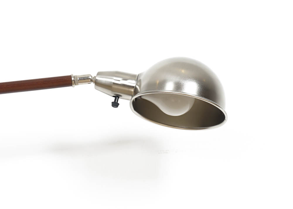 Contemporary Silvertone and Wood Adjustable Lamp