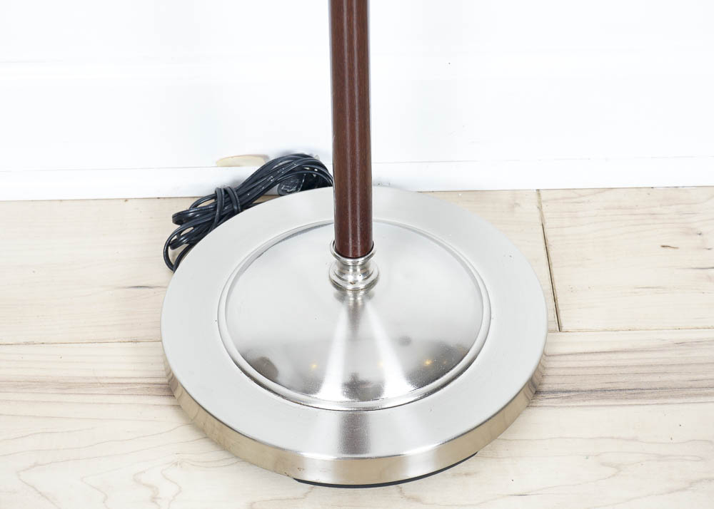 Contemporary Silvertone and Wood Adjustable Lamp